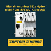 Bitmain Antminer S21e Hydro 288Th/s 310Th/s 4896W Bitcoin Miner Hydro Cooling